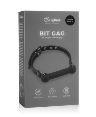 Silicone Bit Gag - Czarny Silikonowy Knebel Pasek