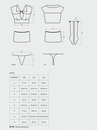 Bielizna-Student kostium 4-częściowy  S/M