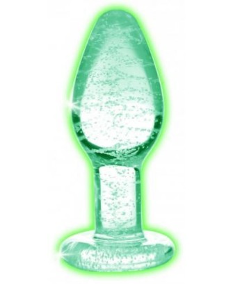 Glow in the dark glass anal plug - Szklany Korek Analny - Świecący w ciemności - L