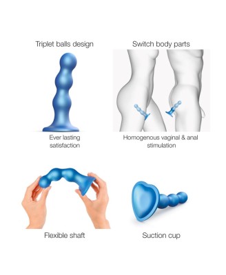 DILDO PLUG BALLS METALLIC BLUE - S