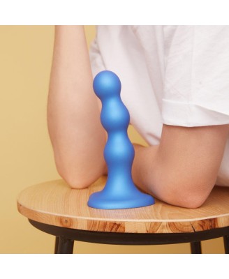DILDO PLUG BALLS METALLIC BLUE - S