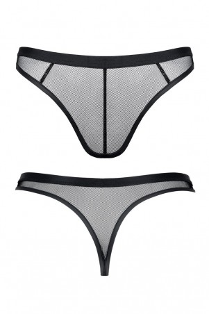 męskie stringi z elastycznej siatki XXL