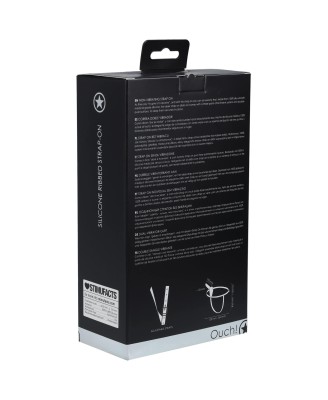 Ouch! - Silicone Ribbed Strap-On - Adjustable - Black