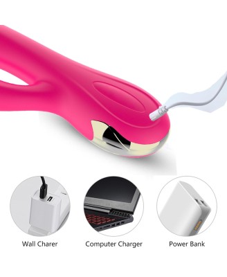 Wibrator-Silicone Vibrator USB 7 Function + Booster / Heating