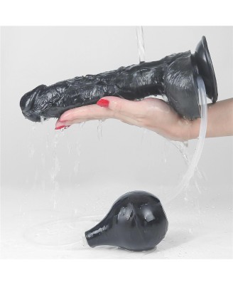 LoveToy - 10'' Squirt Extreme Dildo - Czarne Dildo z PVC