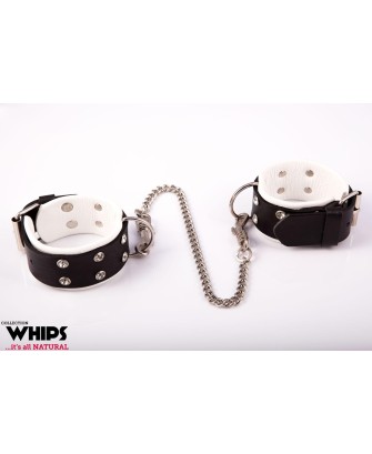 WHIPS - Skórzane Kajdanki Damskie na Nogi - Białe