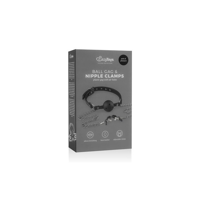 Knebel-Open Ball Gag With Nipple Clamps